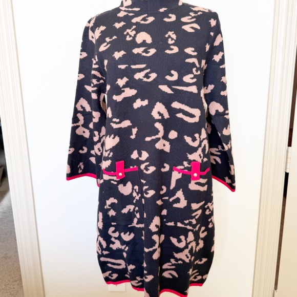 JODIFL Black Mock Neck Leopard Sweater Dress Size M - Picture 5 of 8